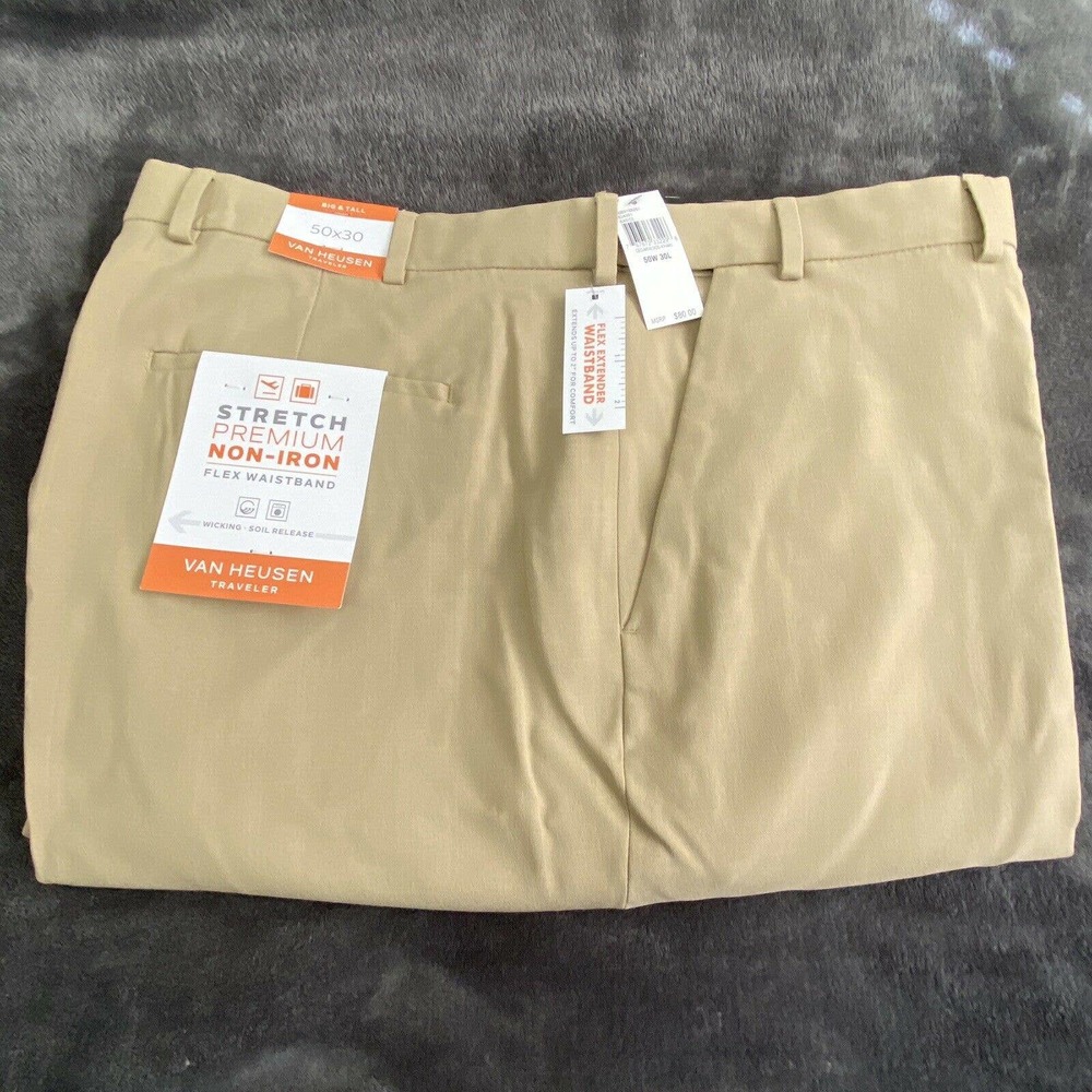 Van Heusen Traveler Big&Tall Flex Waist 50x30 NWT